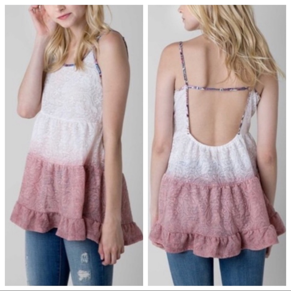 GIMMICKS BY BKE | Pink Ombré Babydoll Tank Top